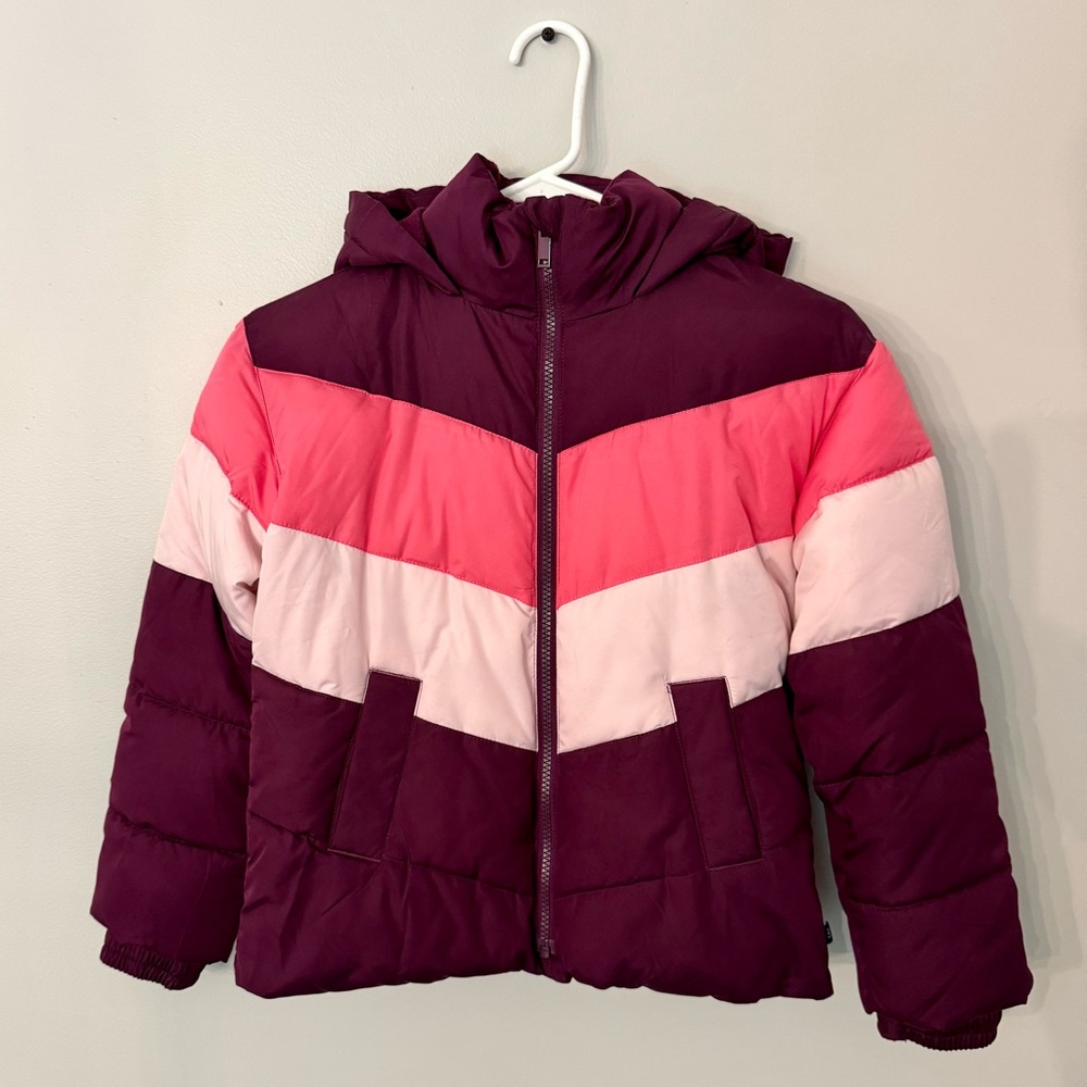 GAP Kids Pink and Purple Chevron Puffer Jacket